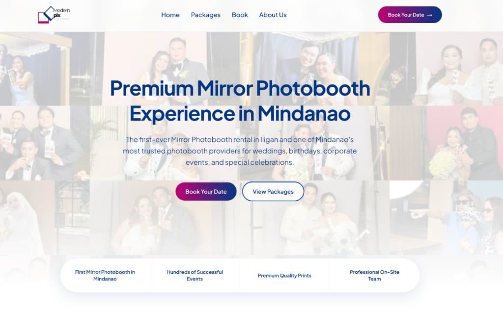 Modern Pix — Mirror Photobooth Website preview